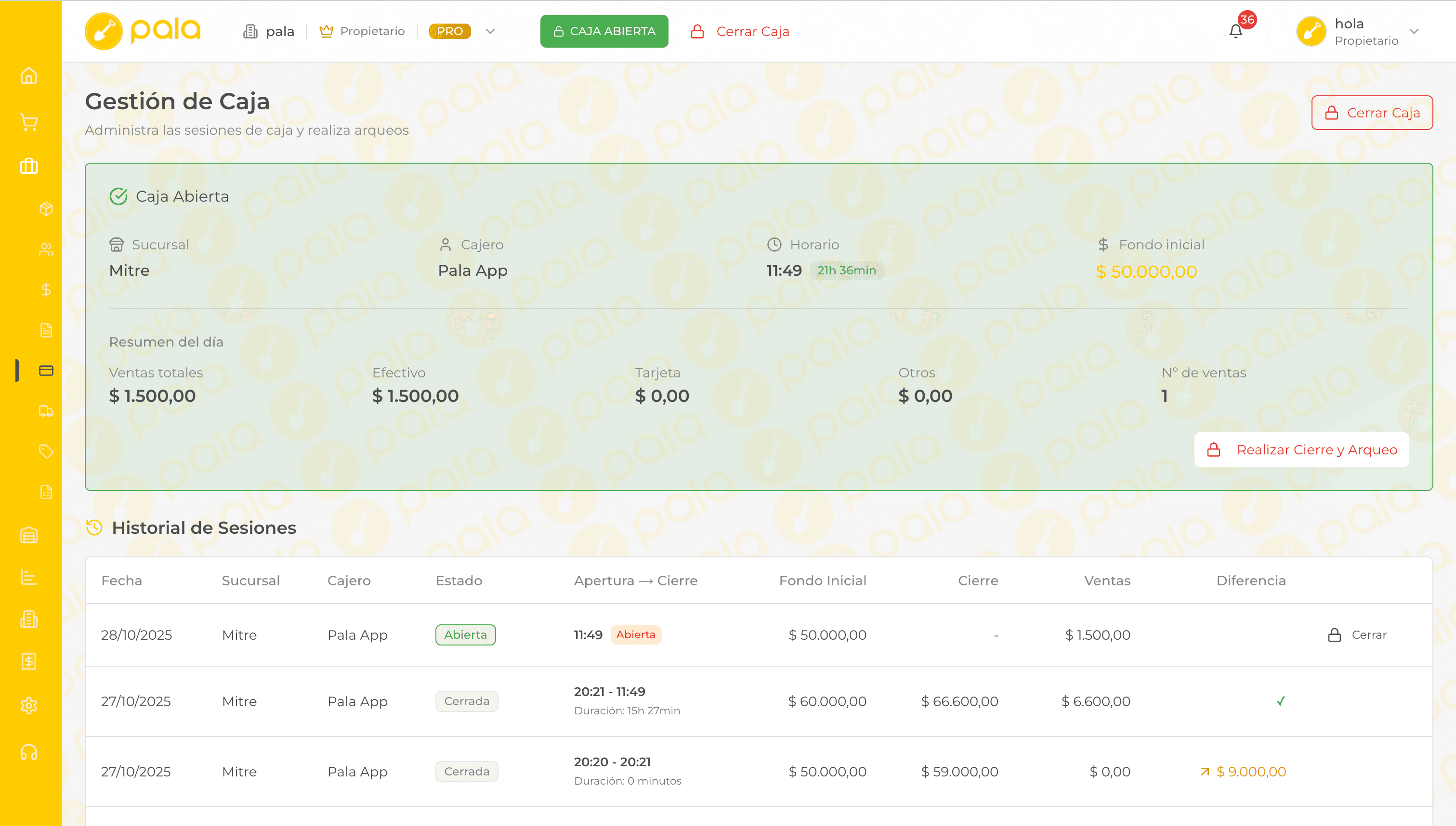 Pala Gestión de Ventas